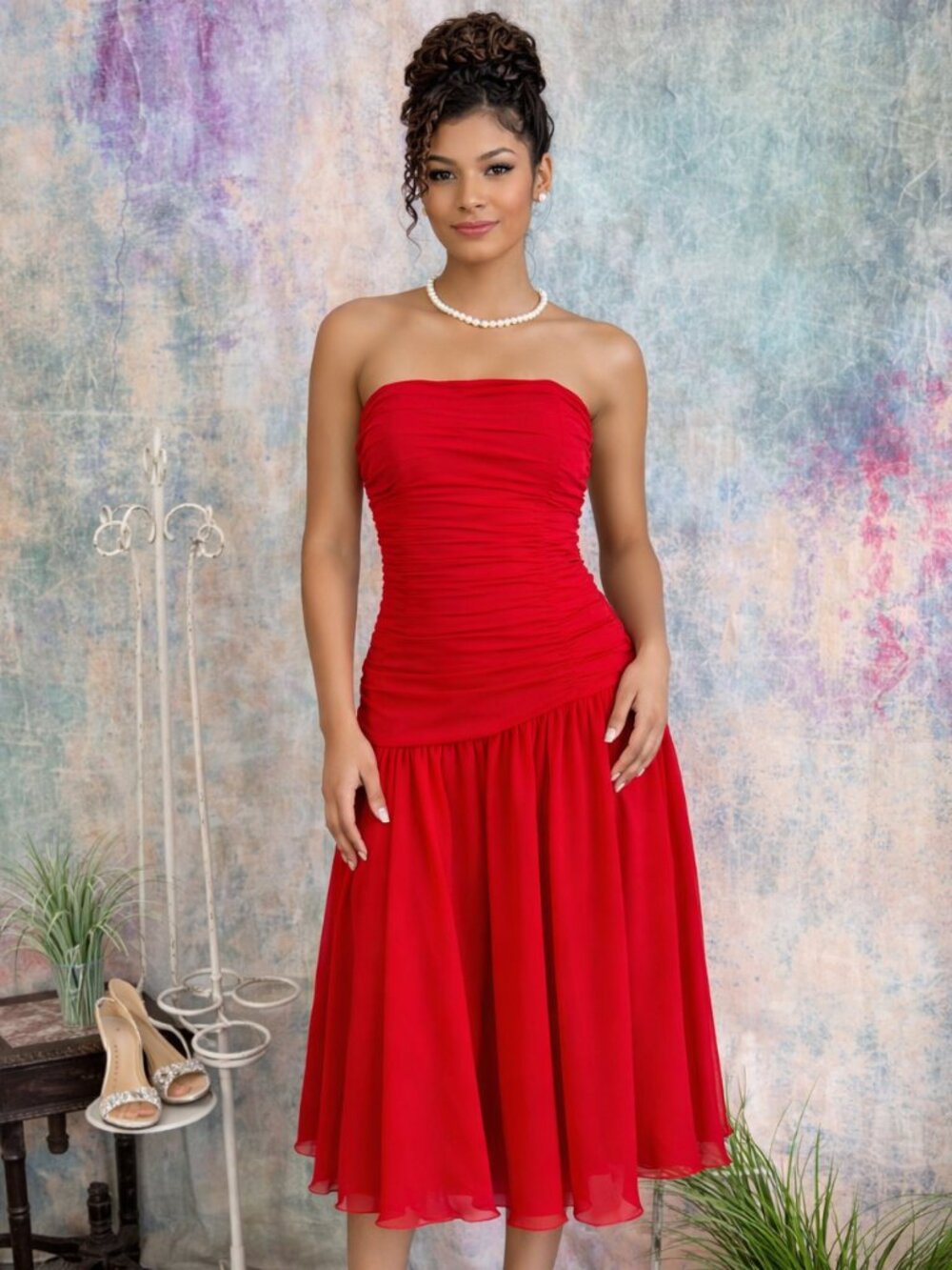 📌Silk Studio Hot Red Silk Cocktail - Homecoming - Formal Cruise Night Dress